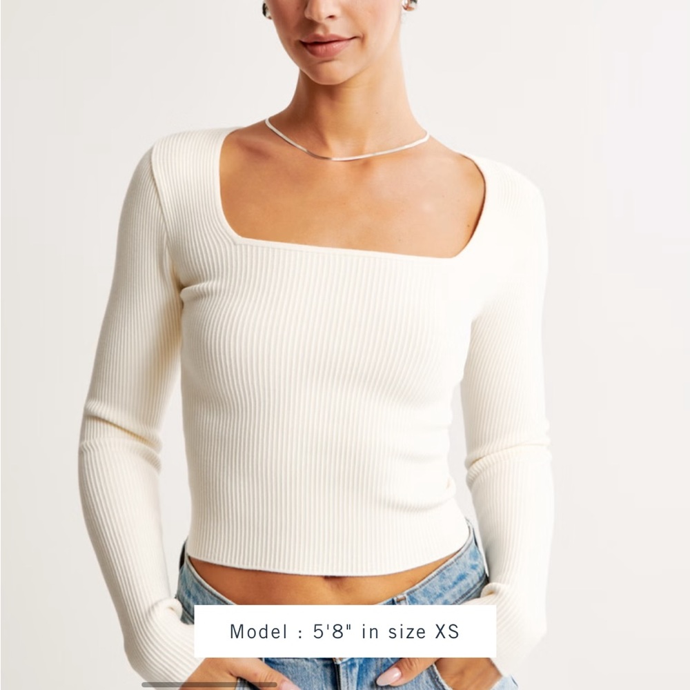 Abercrombie Ribbed Square Neck Ottoman Long Sleeve